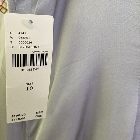 By Anthropologie Lace-Trimmed Dress SIZE 10 silver color new with tag - Picture 6 of 8